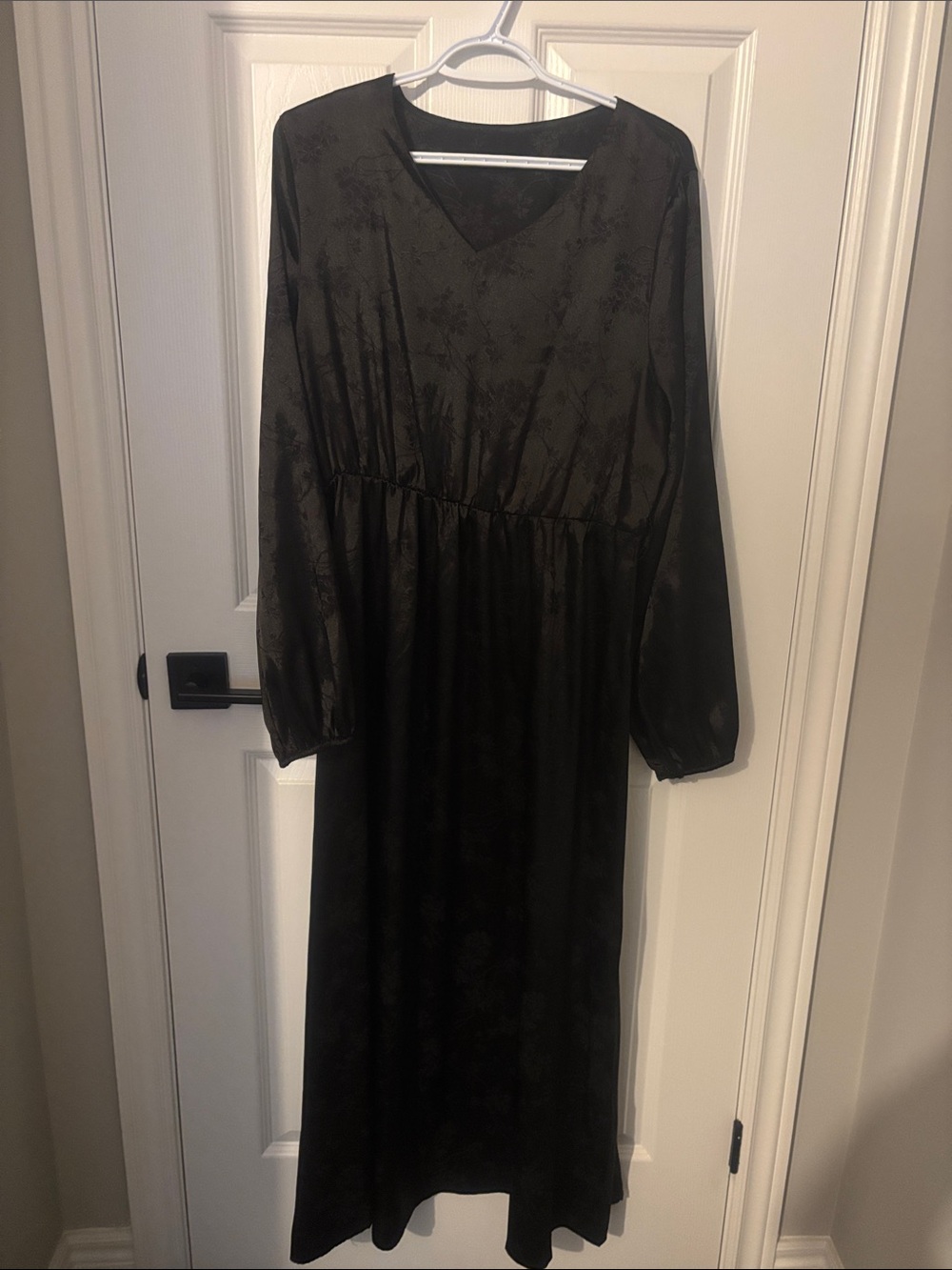 Black Long Sleeve V-Neck Women's Dress
